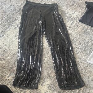 INC International Concepts Black Sequin Straight Leg Pants